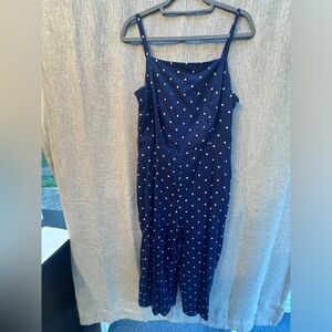 Old Navy blue and white polka dot jump suit, size large. Worn once!